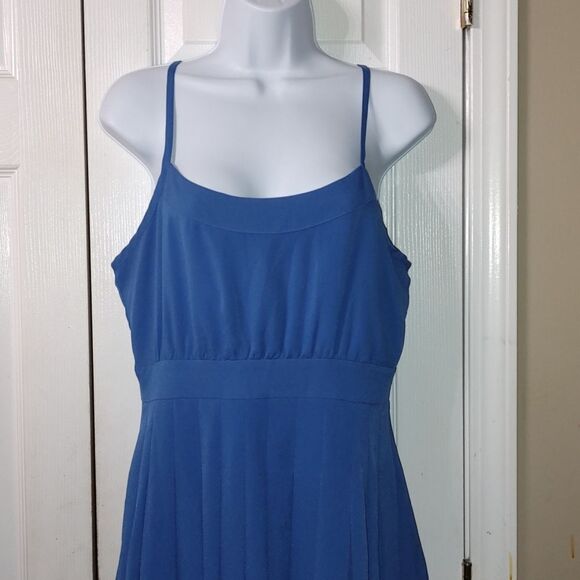 Forever Twenty One Forever 21 Boutique blue spaghetti strap pleated dress  Sz L - Picture 3 of 7